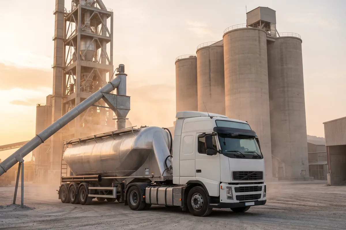 Çimento fabrikasında silo altında yüklenen Avrupa tipi alüminyum silobas